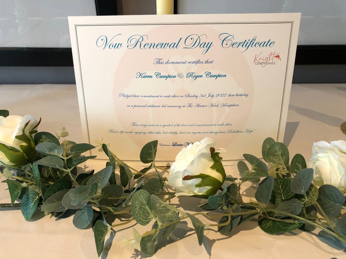 vow renewal certificate