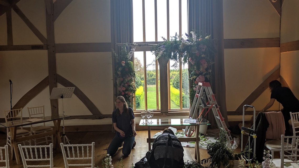 Sonning Flowers set up at cain manor